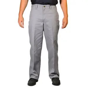 Ben Davis Menswear Cotton Fabric Pants, Light Grey, Mid Waist, Fitted Below the Ankle, All Seasons, Plain Style, Regular Fit with Pocket