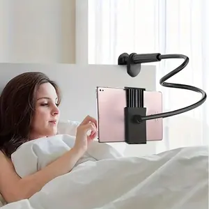 1pc Lazy Mobile Phone Flat Gooseneck Bracket, 360 Flexible Mobile Phone Bracket, Long Arm Mobile Phone Clip, Flexible Phone Holder, Phone Mount, Suitable for Mobile Phone and Tablet Devices, Relieve User's Cervical Spine and Hand Fatigue