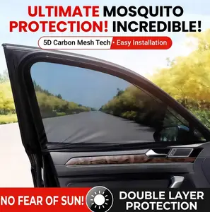 Car Sun Shade & Mosquito Net, 2-in-1 Window Mesh Cover with Heat Insulation & UV Protection, Fine Mesh Blocks Insects Bugs, Secure Fit Easy Installation, Must-Have Auto Exterior Accessory for Summer Camping & Road Trips