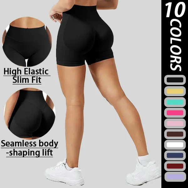 High-Waist Nylon Sports Shorts for Women with High Elasticity and Slimming Compression for Gym Workouts, Biking - Machine Washable, S, Female, Cycling, Active, Elastic Waist, Normal Type, Seamless Fit, Slim-Fitting, Tight, Synthetics, Sporty Sports Shorts