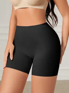 Women's Casual Butt Lifting Abdomen Control Solid Color Soft Comfortable High Waisted Shorts Underwear Fitness Pants, Daily Wear, Breathable Design, Athleisure Shorts