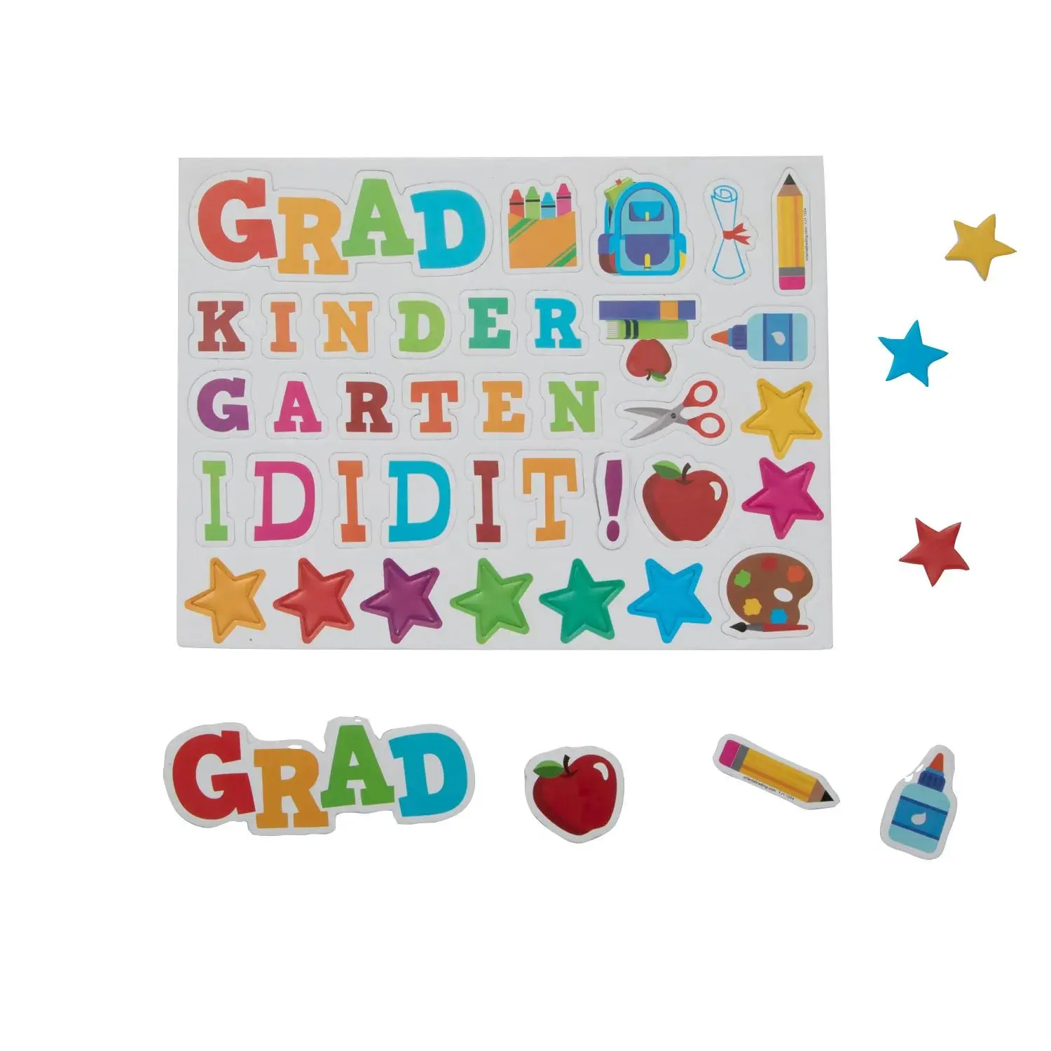 Plastic Playful Shape Cutouts, 7.75" x 9.75" Kindergarten Graduation Cap Decorations - 12 Pc.