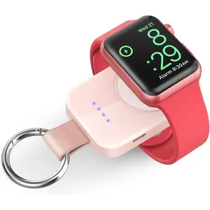 Portable Wireless Charger Compatible for Apple Watch Series 10/9/8/UItra/7/6/5/4/3/2/SE/Nike,Compact Magnetic iWatch Charger 1000mAh Power Bank Keychain Style Gift for Girl Birthday-Pink springtok