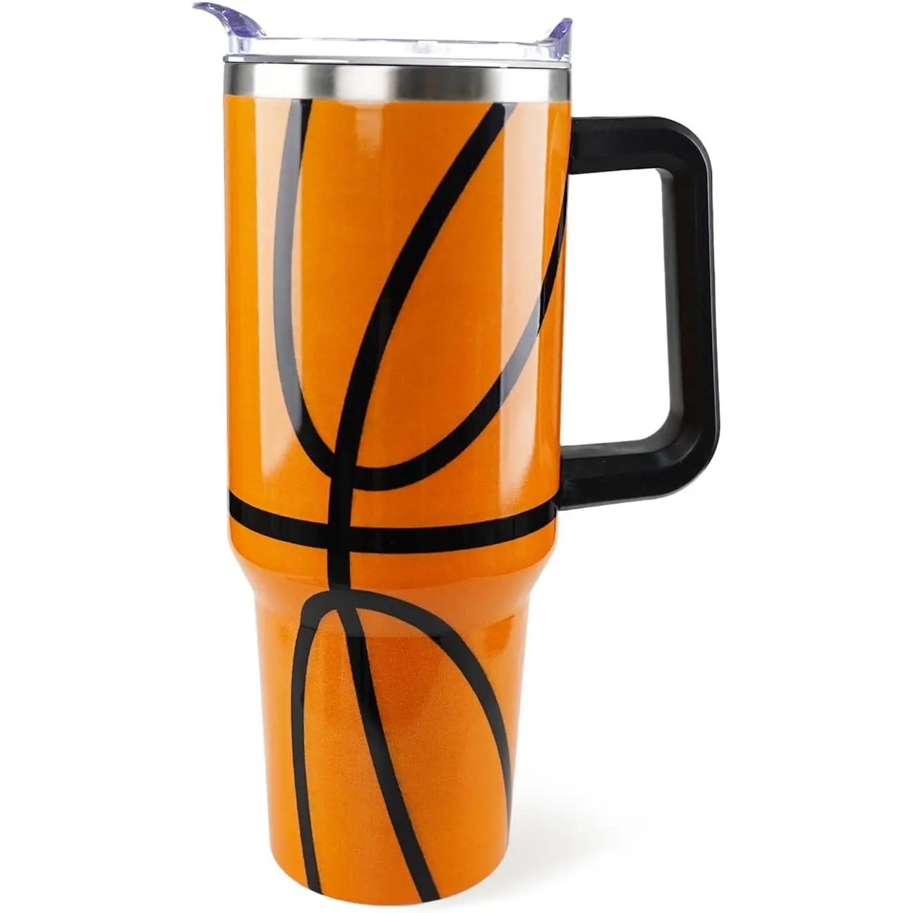 Basketball Tumbler with Handle 40oz Basketball Gifts Stuff for Girls Men Gift for Coach Lovers Fan Basketball Mom Tumblers Stainless Steel Cup, Sturdy, Flasks