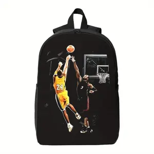 Boys' 3D Printed Basketball Backpack - Lightweight Polyester School Bag with Adjustable Straps, Black with Vibrant Court Scene Design, Casual & Elegant Style for Sports Fans, Backpack for School, Athletic Backpack, Durable Zipper Closure, For Teenager