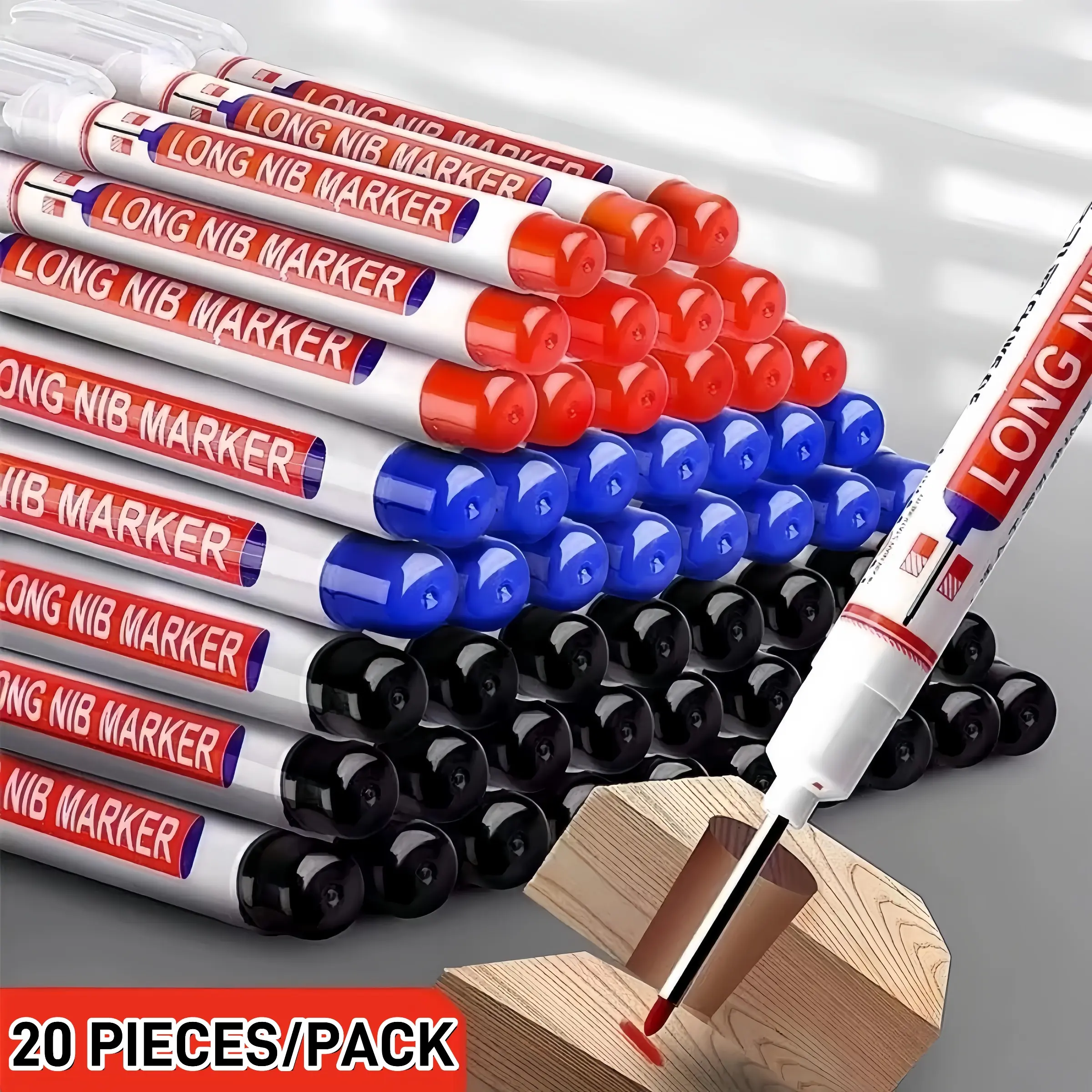 Waterproof Deep Hole 20mm Long-Head Fast-Drying Marking Pen, Ideal Tool for Home Decoration, Hardware Processing, Automotive Manufacturing, and Other Deep Hole Operations, Waterproof Brush Marker, Permanent Drawing Markers