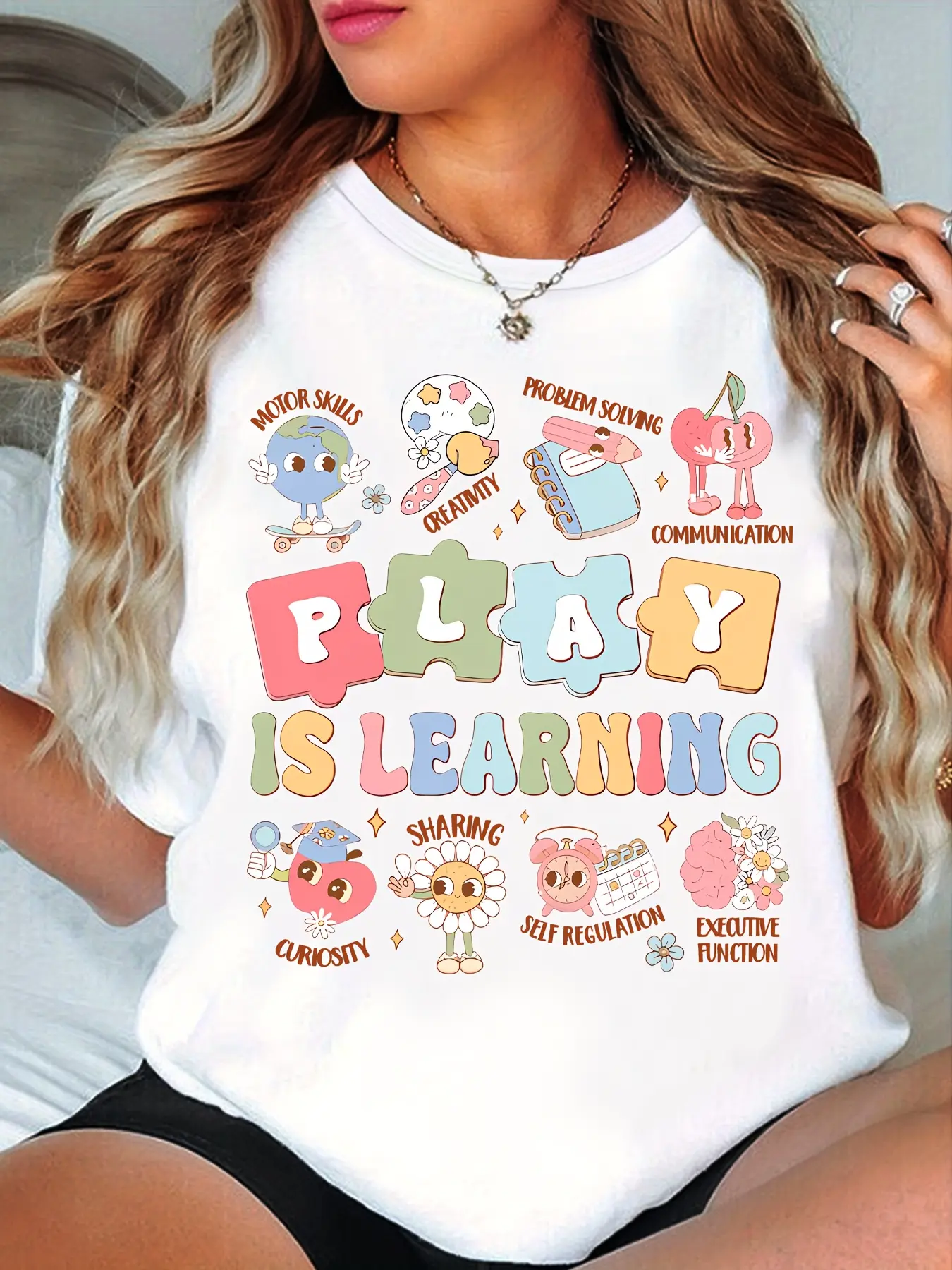 Play Is Learning Teacher Graphic Tee, Back-To- Shirt, a Gift for Teachers