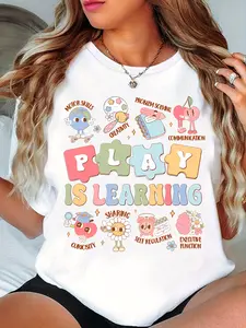 Play Is Learning Teacher Graphic Tee, Back-To- Shirt, a Gift for Teachers