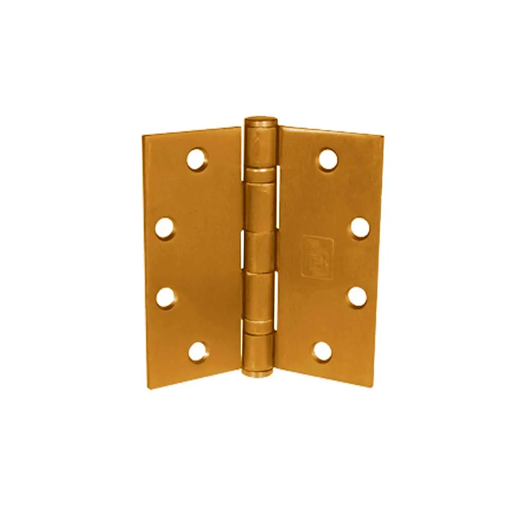 Architectural Steel Full Mortise Ball Bearing Door Hinges, Model PBB-BB81633, 4.5x4.5 in, 633 US4 Satin Brass Finish, 1/16” Clearance, ANSI Template, Fire-Rated Openings, Medium Weight Doors
