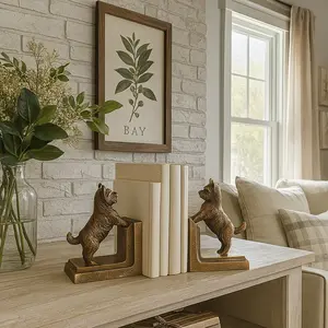 Rustic Standing Dog Bookend Office Desk Accessories Desk Organizer