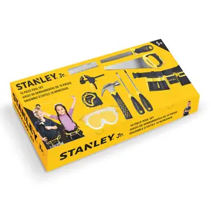 Stanley Jr. 10-Piece Kids Tool Set - Sturdy Real Tools with Ergonomic Design & Educational Value for Boys & Girls
