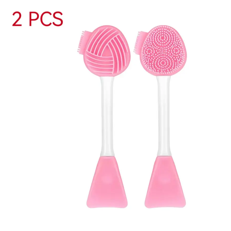 2 Piece Multi-Purpose Brush & Mask Applicator, 4-In-1 Silicone Jelly Brush for Deep Pore Cleansing, Facial Massage, Skincare Tool, Facial Brush Cleanser, Facial Cleaning Tool, Facial Pore Cleaner, Facial Care Tools, Beauty Devices