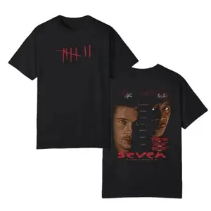 90s Movie Se7en Graphic T-Shirt, Memorabilia Tee, Seven Movie Minimal Poster Shirt, Brad pitt shirt, Brad Pitt David Fincher, Retro Horror Movie Merch