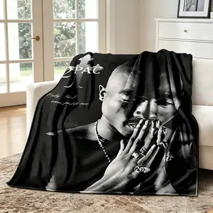 2PAC Hip-Hop Singer Printed Blanket Soft Cozy Leisure Warm Bed Blanket for Couch & Bedroom, Flannel & Fleece rapper Throw Blankets, Cool, Iconic, Trendy, Ideal Gift for Hip-Hop Fans & Music Lovers, Birthday, Holiday