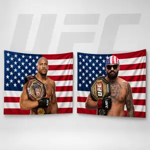 UFC 250 Years Freedom Ciryl Gane vs Josh Hokit Tapestry, UFC MMA Fighters Tapestry, Ultimate Fighting Championship Fan US Flag, Combat Sports UFC Champions Inspired Sportdecor, Gift for Him, MMA Fan Unisex Cotton Tee