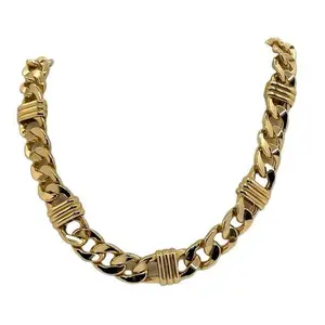 Pre-owned Christian Dior Estate Cuban Large 18K Gold Plated Statement Neck Chain Necklace 1