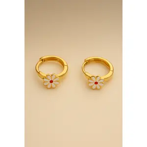 Floral Hoop Earrings – 13.5mm Dainty Flower Hoops