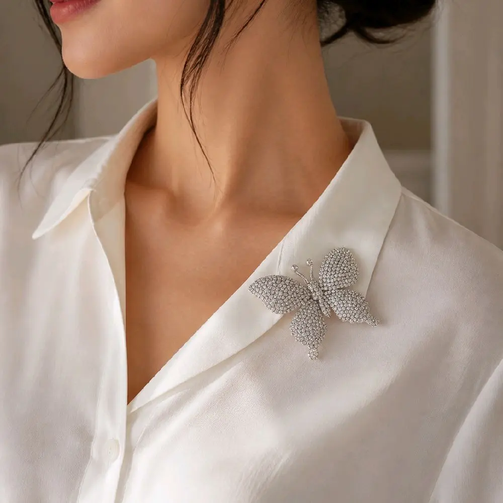 Elegant Ladies Brooch - Sparkling Butterfly Design for Women's Fashion Accessory