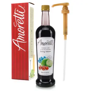 Cherry Lime Blue Raspberry Beverage Infusion -  94 Servings – Real Fruit Drink Mix & Water Enhancer for Cocktails, Tea & More, Preservative-Free Flavor Sweet