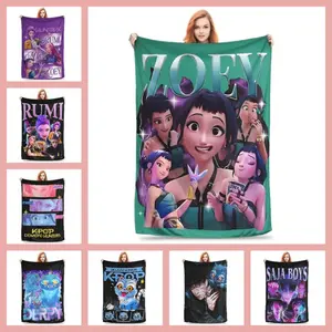 Zoey Huntrix Kpop Demon Hunters Blankets Plush Vintage Soft Throw for Bedspread Cars Office Cooling Birthday Gifts Halloween Christmas Gift