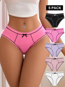 Women's Triangle Panties Set, Cute Comfortable Fitted Underwear for Women, Breathable & Soft Fabric, Perfect for Daily Wear, Pack of 5, Butterfly