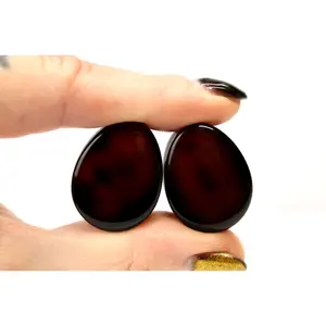 Smoky Black Tortoise Shell Look Agate Teardrop Plugs