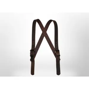 Rustic Smoke Ready To Ship Leather X-Back Suspenders