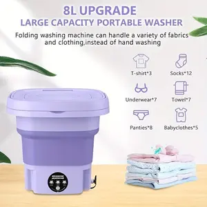 Portable Washing Machine, 2.91gal Foldable MiniWashingMachine With Dryer ForBabyClothes, SmallWashingMachine With Laundry Basket For Underwear,Socks,PetClothes, Small Ltems, Purple And Green