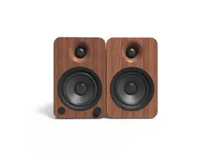 Kanto YU4 Powered Bookshelf Speakers with Built-In Bluetooth, 1" Silk Dome Tweeter and 4" Kevlar Woofer - Pair (Walnut)