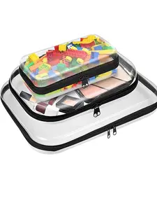 PVC Zipper Storage Box Set, 3 Pieces, Portable Waterproof Transparent Organizer Bags, Plastic Container, Multi-Functional for Pencils Toys Games, Stationery Supplies, Pencil Holder