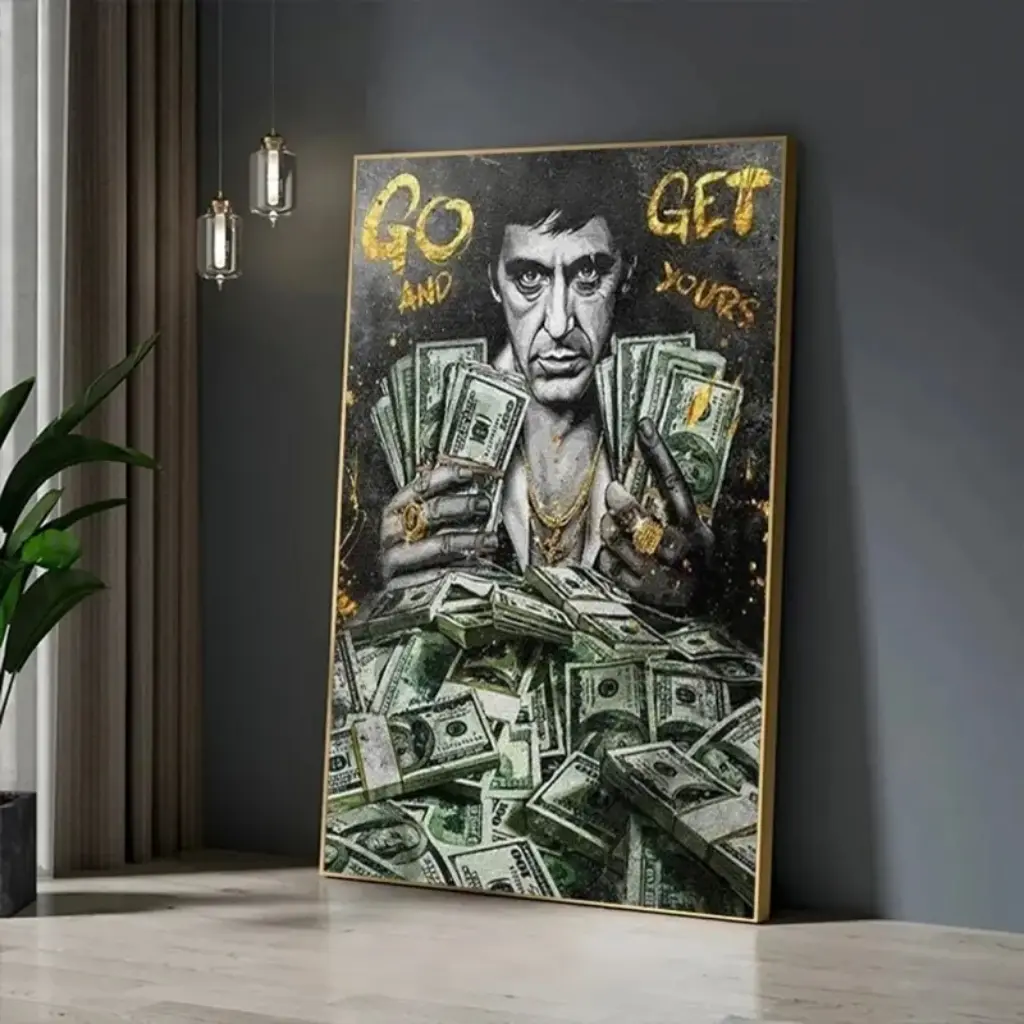 Canvas Art – Money Quote Wall Decor, Print for Bedroom & Office