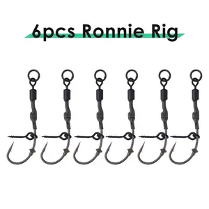 6-Piece Carp Hooks Set, Carp Fishing Gear, Ronnie Fishing Rig, Screw Bait Link, Soft Worm Hook, Fishing Accessories, Fishing Tools, Fishing Lures