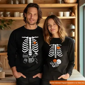Halloween Maternity Sweatshirt, Skeleton Halloween Maternity Shirt, Couple Shirt, Pregnant Women Costume, Daddy To Be Costume, Fall New Dad Sweater, Fall New Mom Sweater