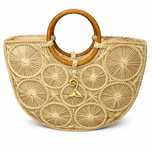 IRACA PALM HALF-MOON BAG BEIGE