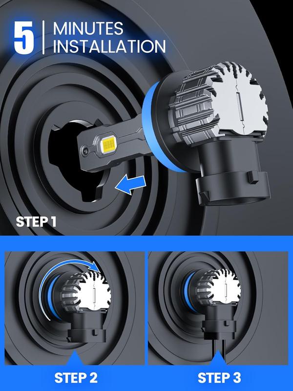 FTEVAR H11/H8/H9 9005/HB3 LED Bulbs 30000LM 900% Ultra-Bright Real 1:1 Mini Size 6000K White 50000Hrs Long Life with Cooling Fan, 9005 H11 Fog Light low beam Kits Plug and Play