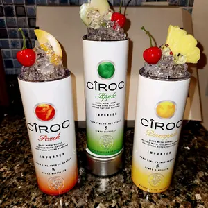 Ciroc Inspired Tumblers with Fruit Ice Toppers red sturdy reusable dustproof