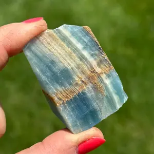 Raw Lemurian Aquatine Calcite - Rough Polished Blue Lemurian Calcite