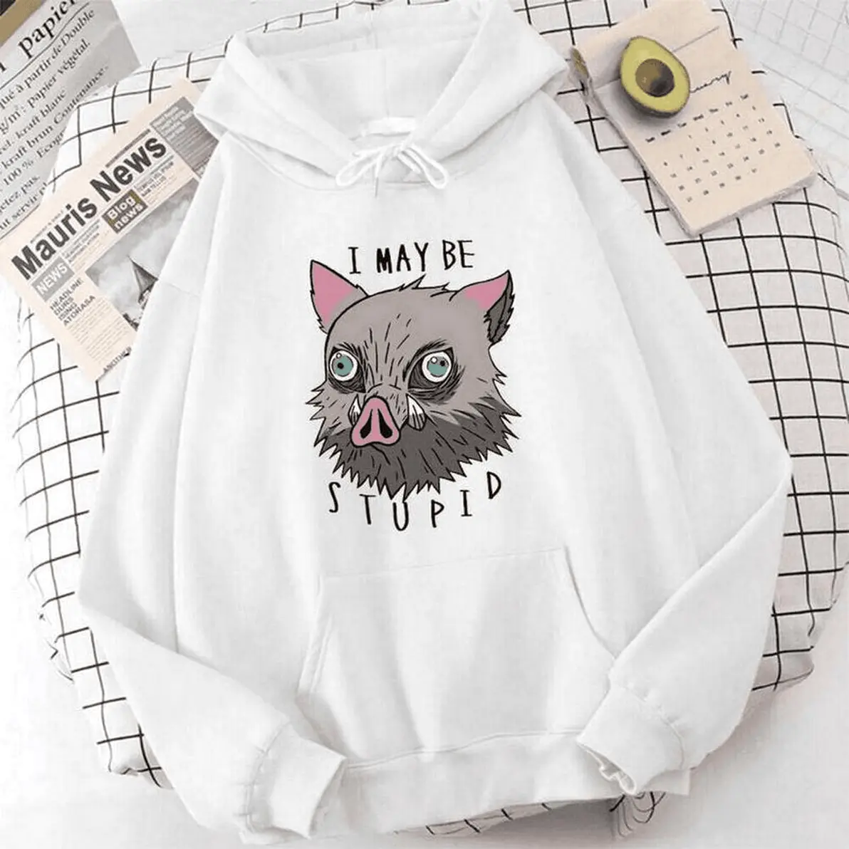 Demon Slayer Inosuke I May Be Stupid Hoodie Anime Men Women Sweatshirt Pullovers Warm Cotton Hoodies Cozy Cotton Hoodie Hoodied Comfy Hoodies