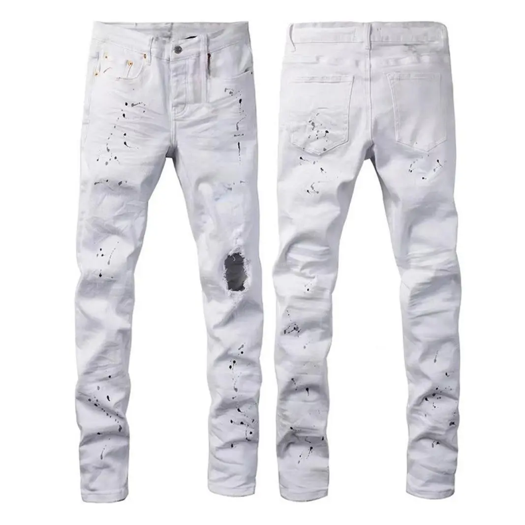 High Street Casual Patch Elastic Straight Leg Jeans for Men in Europe And America Fleece Lined Black Rhinestone Embellished Slim-Fit Comfort Stretch Ripped Men's Rayon with Pockets baggy jeans men Vintage Pants Retro Camouflage Double Waisted 00 khakis