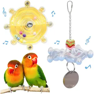 Interactive Spinner Bird Toys for Parakeets – Colorful Chew Toy Rattle Wheel for Cockatiels, Budgies, Conures – Cage Accessories for Exercise & Enrichment (2 Pack, Random Colors)