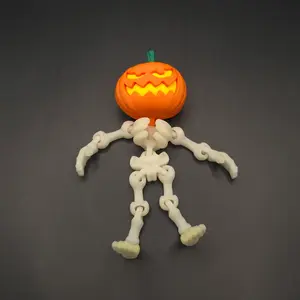 Articulated Glow Skeleton Pumpkin Figurine Collectible