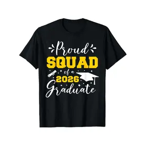 Proud Squad of A 2026 Graduate Matching Senior Graduation T-Shirt Cotton Casual Round Neck Outdoor Personality Short-Sleeved T-Shirt Family Gatherings, and Holiday Parties - Great Gift for Friends