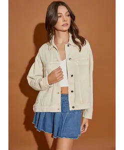 Kayla Back Pleated Denim Jacket