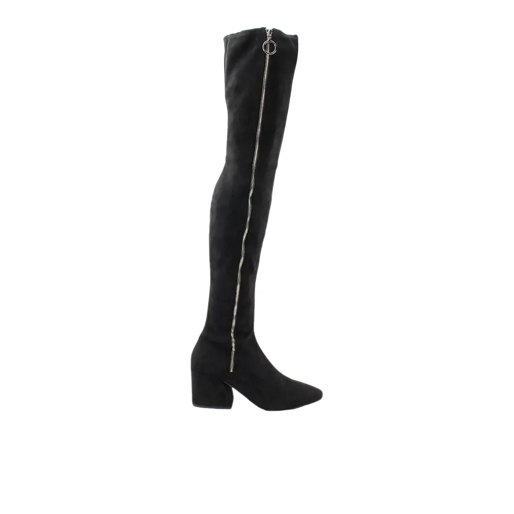 Dolce Vita Womens Vix Pointed Toe Zippered Casual Boots Over the Knee Mid Heel 2-3" - Black