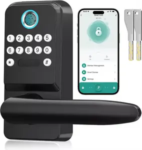 Smart Wifi Door Handle Lock with Fingerprint, Keyless Entry, and Bluetooth Remote Control