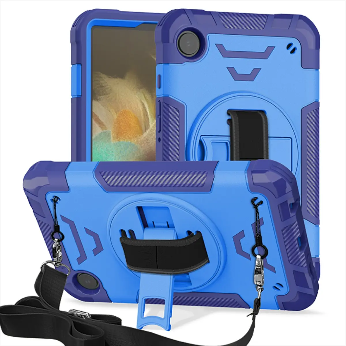 Tablet case, Protective tablet cover, suitable for Samsung Tab A11 8.7 inch (2025), compatible with Tab A9 8.7 inch (2023), with rotatable stand, adjustable shoulder strap and hand strap, full-coverage shockproof hard shell Tablet Covers