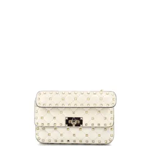 Pre-owned Valentino material Messenger Bags Garavani Rockstud Spike Flap Bag Quilted Leather Small by Rebag