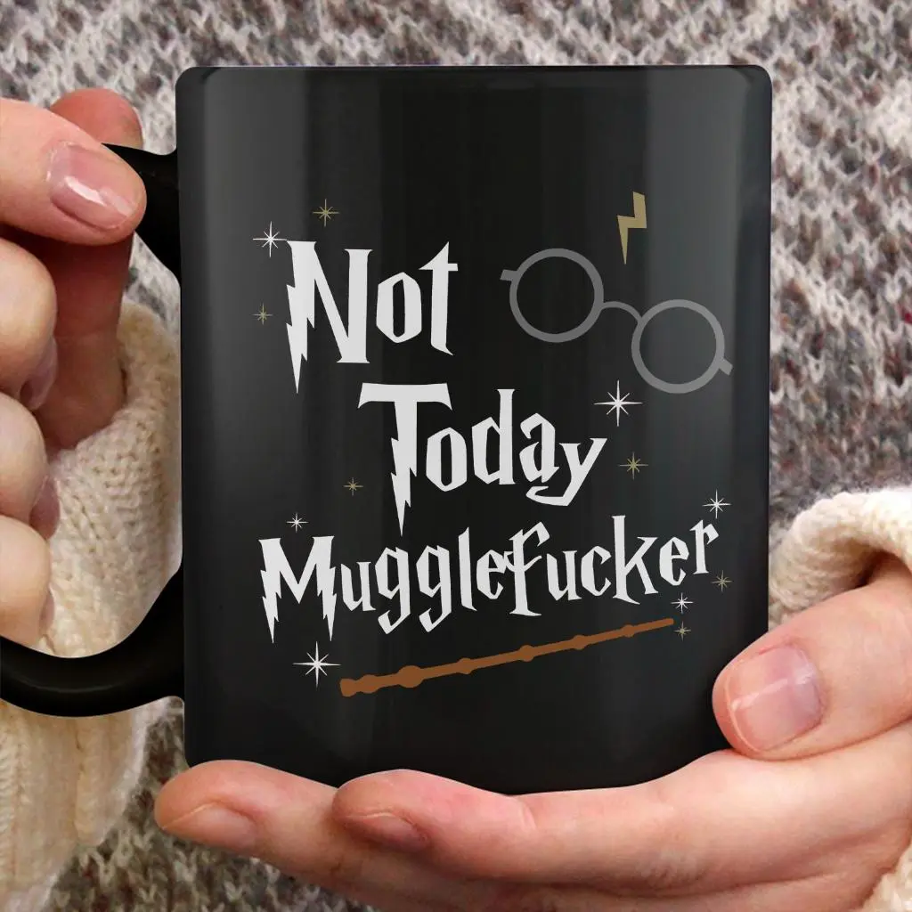 Not Today Mugglefucker Mug, Wizard Present Sarcastic Swear Funny Mug, Ceramic Coffee Cup for Men Women - hrp10045