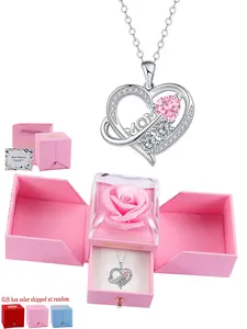Exquisite Gift Box: MOM Heart Letter Pendant & Heart Copper Necklace - Exclusive Mother's Day Gift for Mom, Perfect for Birthdays, Holidays, and Christmas, Heart Shaped Pendant, Daily Wear Necklace