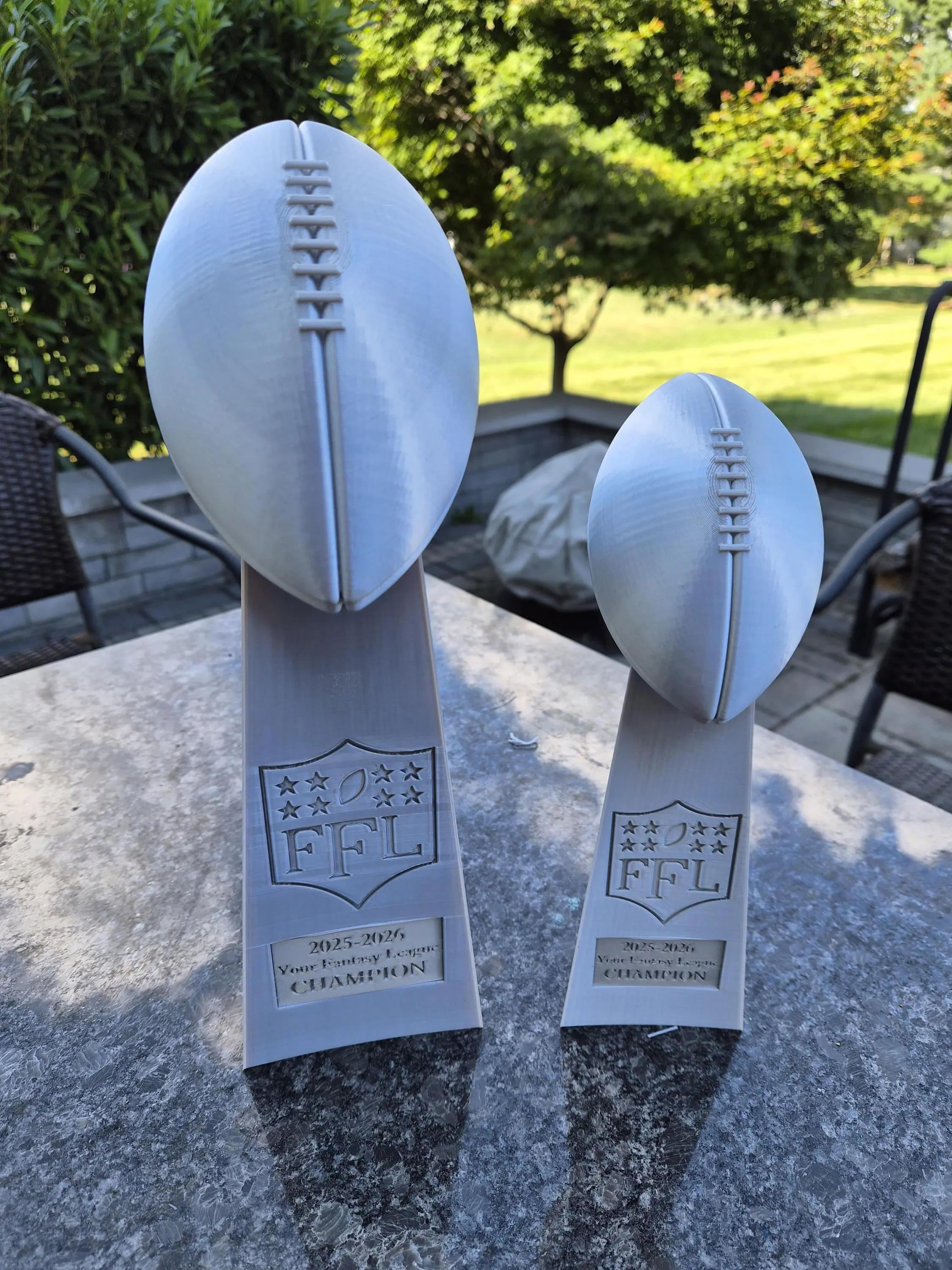 Fantasy Football 3D-Printed Trophy with Custom Winner / Year Insert